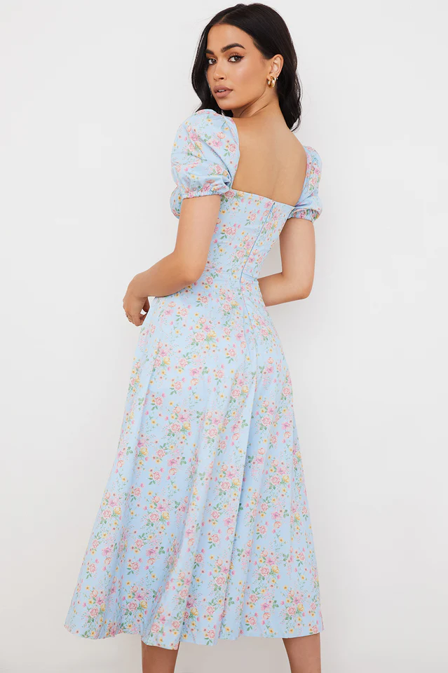 Blue And Pink Vintage Print Midi Skirt - Image 5