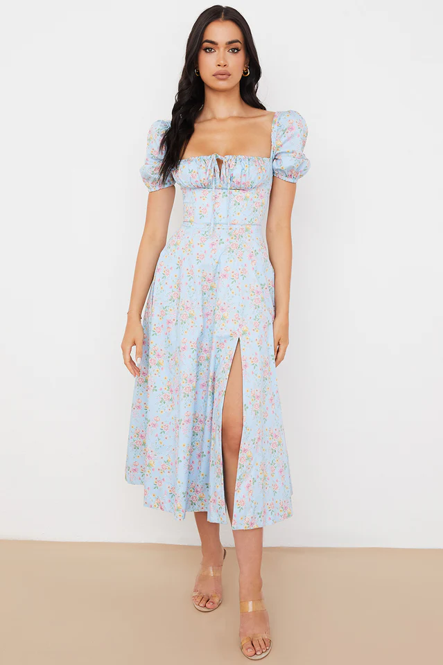 Blue And Pink Vintage Print Midi Skirt - Image 6