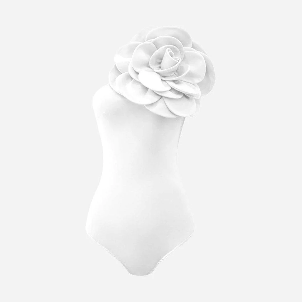 WHITE BODYSUIT with FLowER