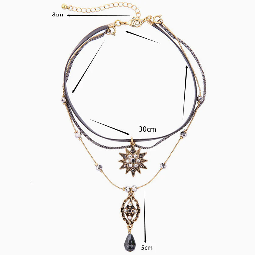 Charm The Party Rhinestone Pendant Layered Necklace - Black - Image 4