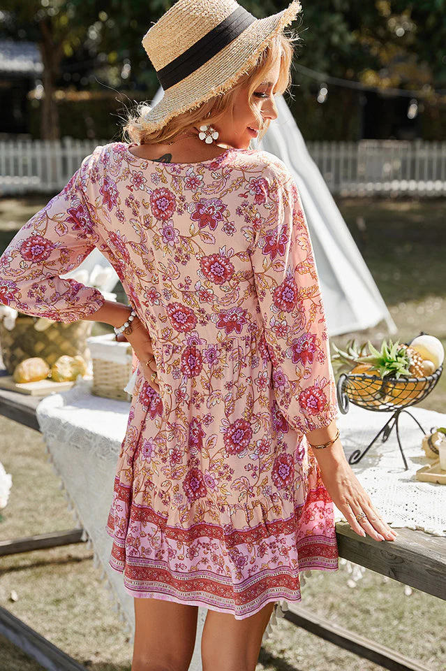 Bohemian Tassel Tie Tiered Dress - Image 9