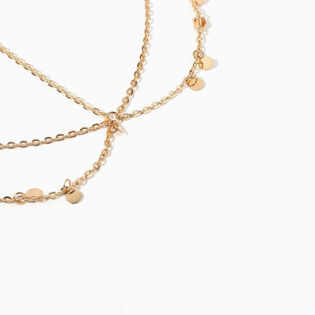 The Boho Holiday Coins Details Crisscross Hair Chain - Gold - Image 3