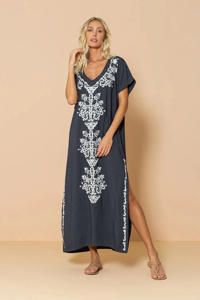 Boho Print Slit Dress - Image 45