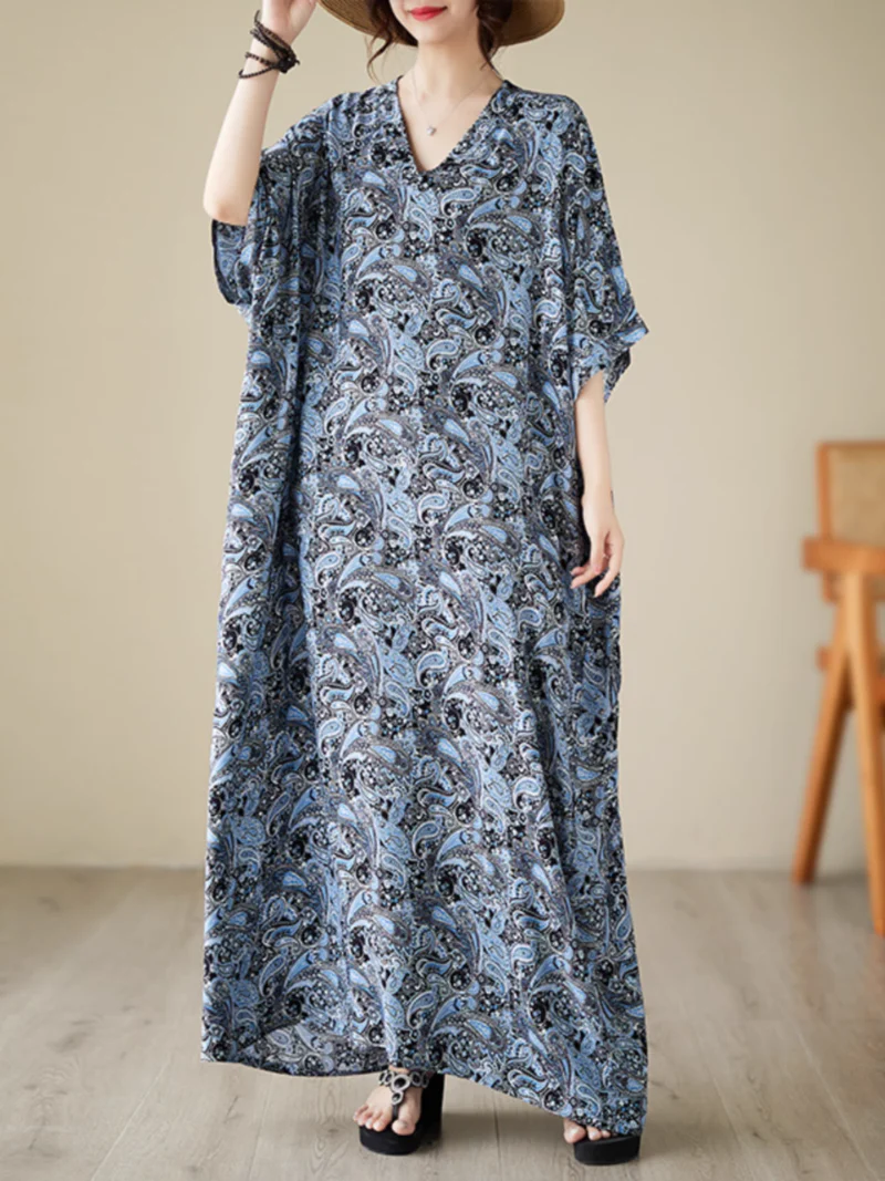 Breezy Elegance Kaftan Dress with Side Pockets - Image 5