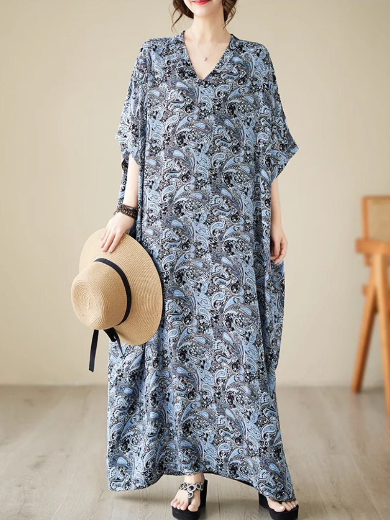 Breezy Elegance Kaftan Dress with Side Pockets - Image 7