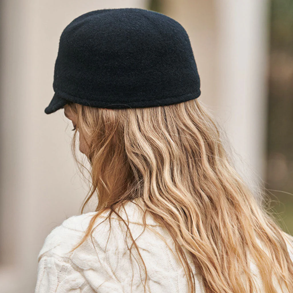 British Style Metallic Accent Pure Color Wool Blend Felt Cap - Image 5