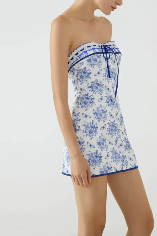 Butterfly Bouquet Floral Tube Short Dress - Image 6