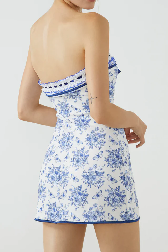 Butterfly Bouquet Floral Tube Short Dress - Image 7