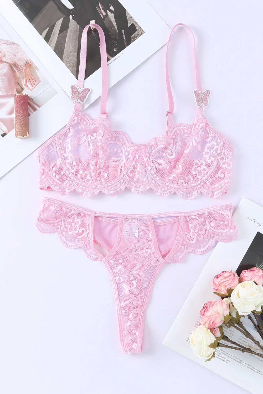 Butterfly Cut-Out Lace Bra And Panty Set - Image 14