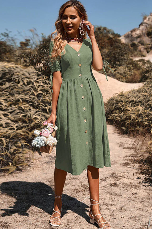 Button Through Linen Dress - Image 2