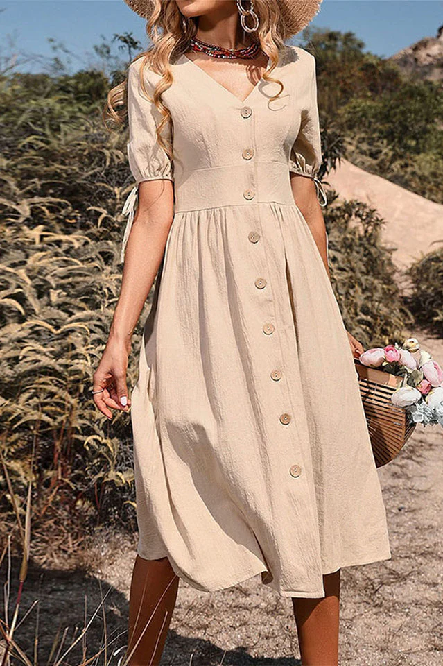 Button Through Linen Dress - Image 8