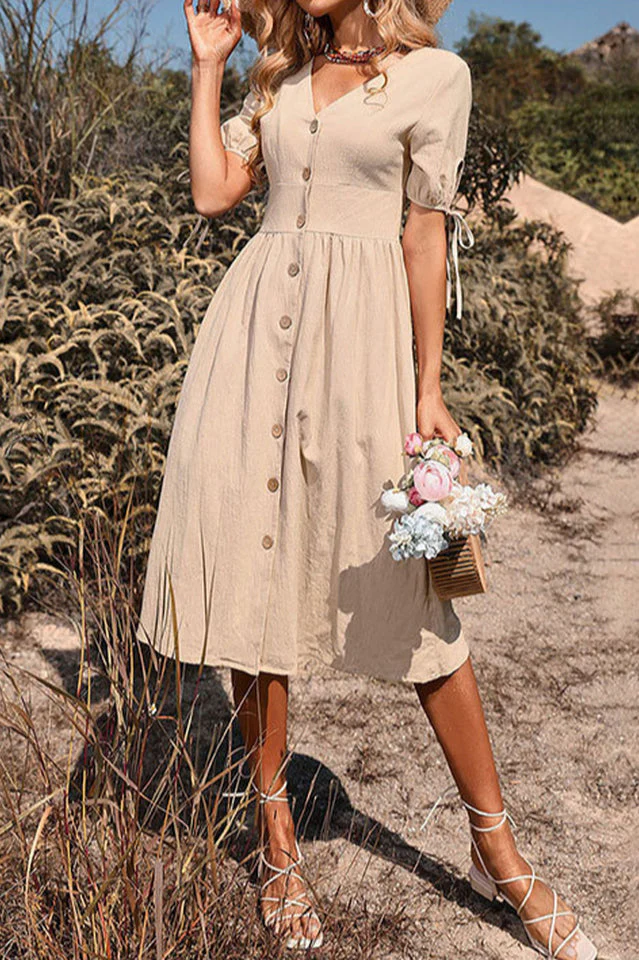 Button Through Linen Dress - Image 9