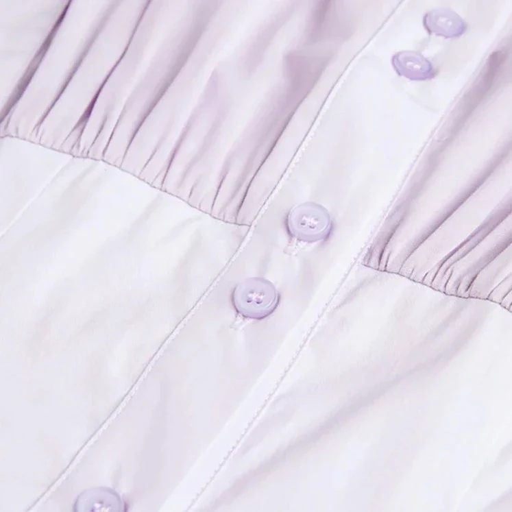 BUTTONED Long Sleeve MIDI Dress - Purple - Image 3