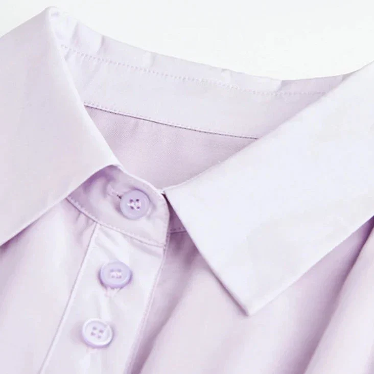 BUTTONED Long Sleeve MIDI Dress - Purple - Image 4