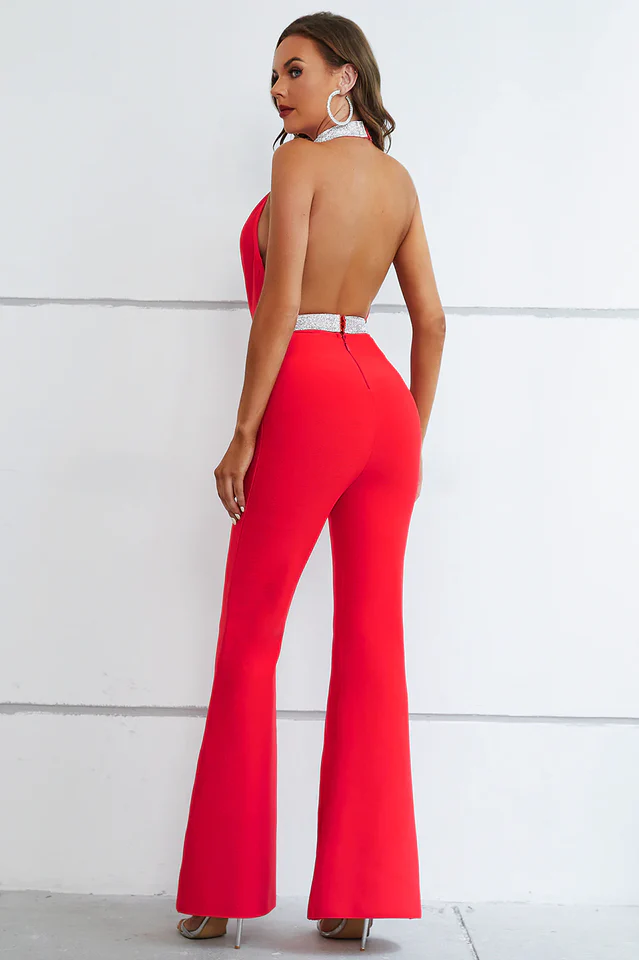 Cain High Neck Deep V Jumpsuit - Image 2
