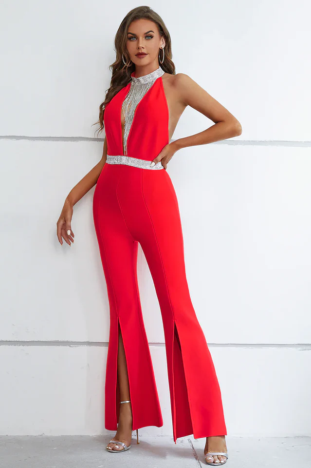 Cain High Neck Deep V Jumpsuit - Image 4