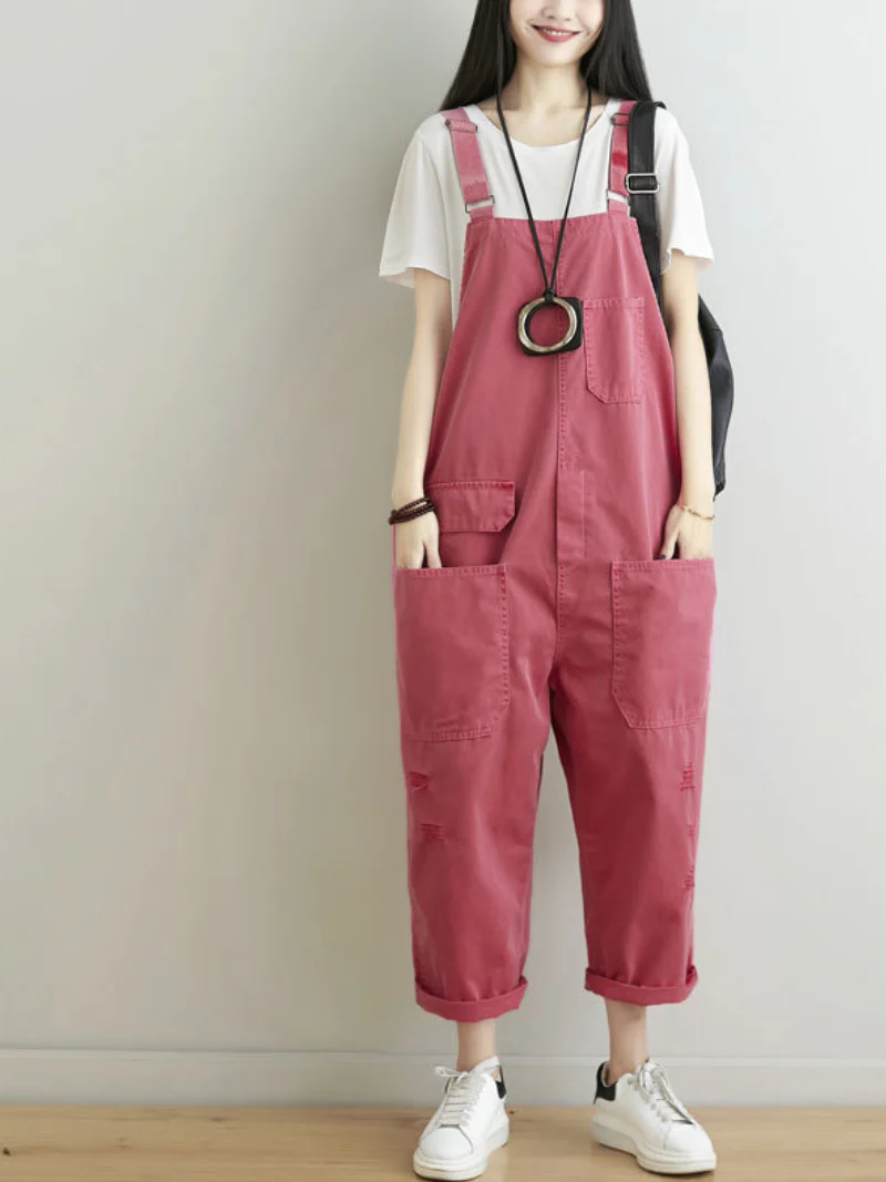 Call Me Crazy Cotton Cropped Overall Dungarees - Image 3
