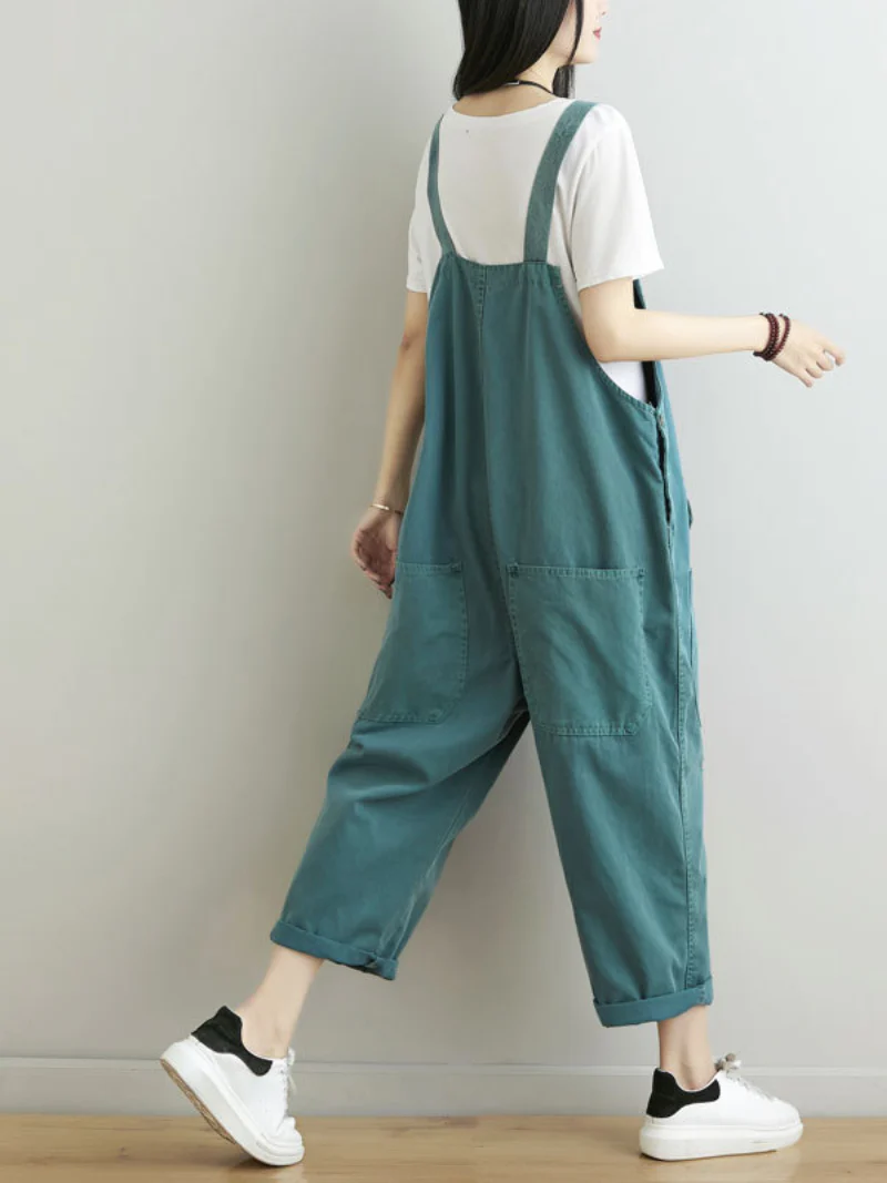 Call Me Crazy Cotton Cropped Overall Dungarees - Image 4