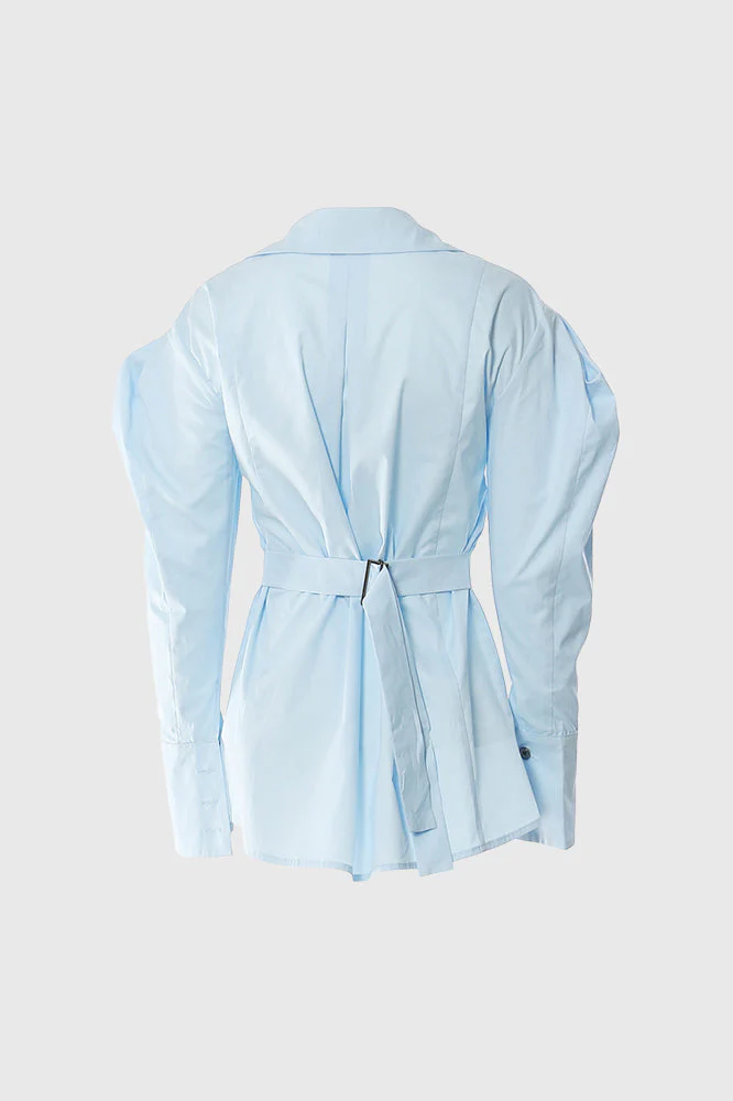 Cambered Shirt with Oversized Sleeves - Blue - Image 3
