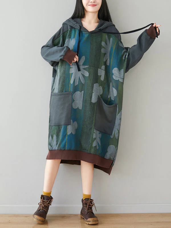 Casual Loose Sweatshirt Dress with Print - Image 3