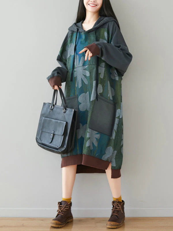 Casual Loose Sweatshirt Dress with Print - Image 4