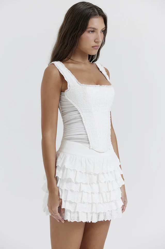 Catalina Embroidered Bra + Layered Mini Skirt Set - Image 4