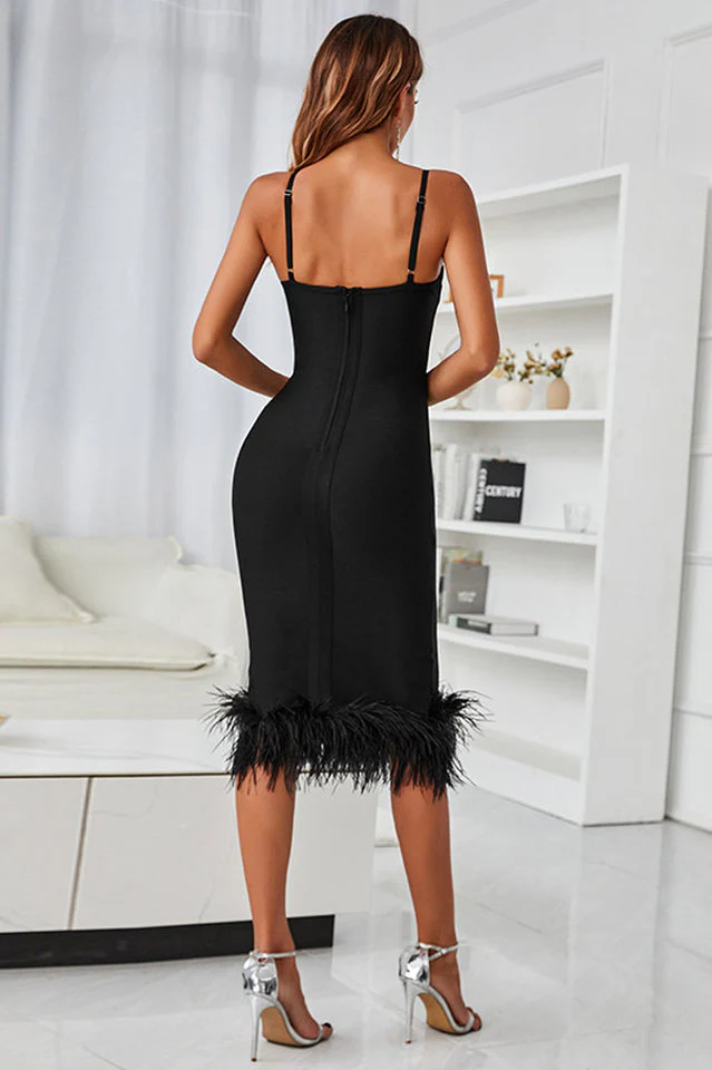Cayia Feather Midi Bandage Dress - Image 2