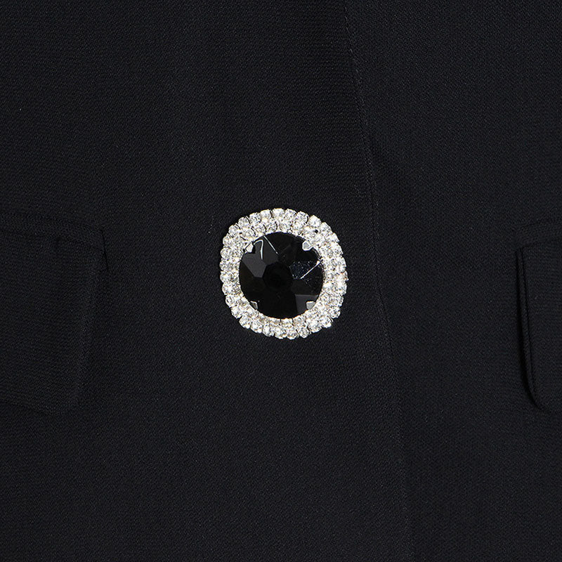 Charismatic Contrast Bow Tie CutOut Back Crystal Single Breasted Fitted Blazer - Image 5