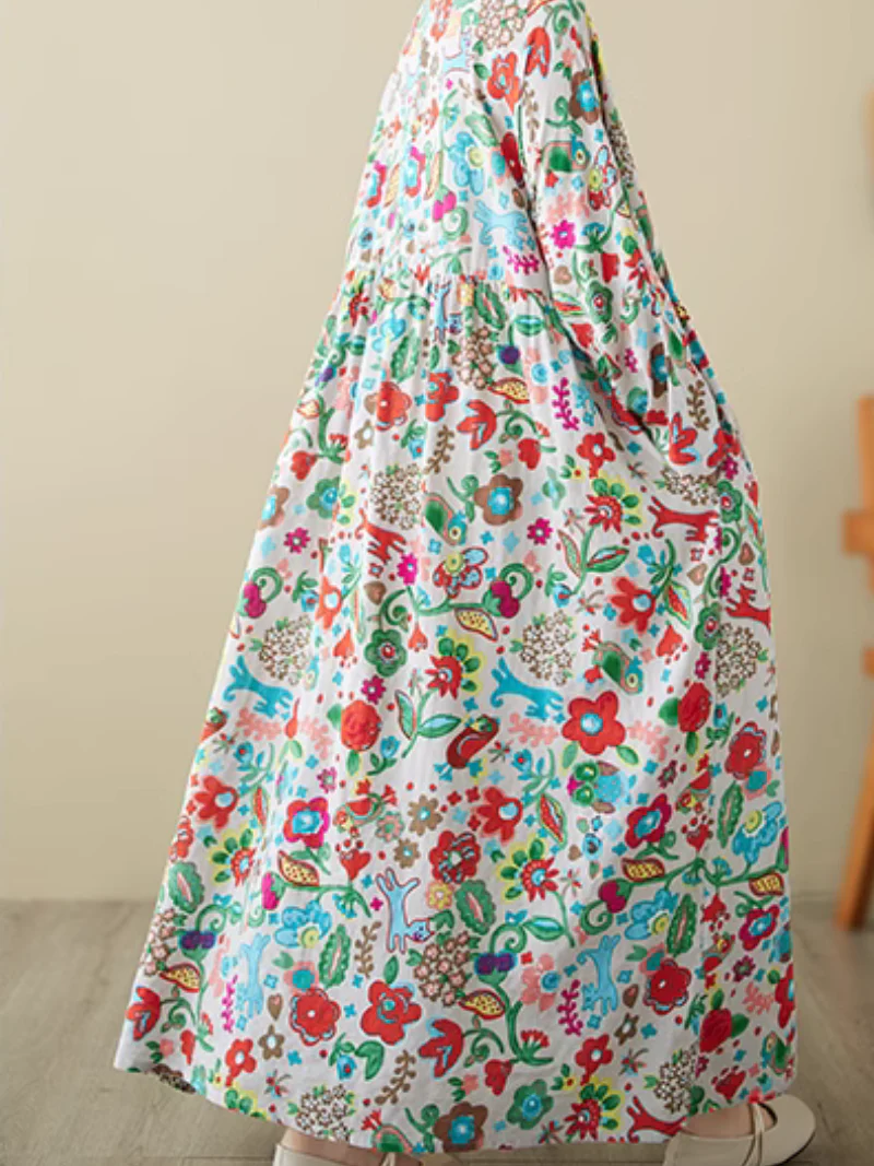 Chic Bohemian Long-sleeved floral Smock Dress - Image 5