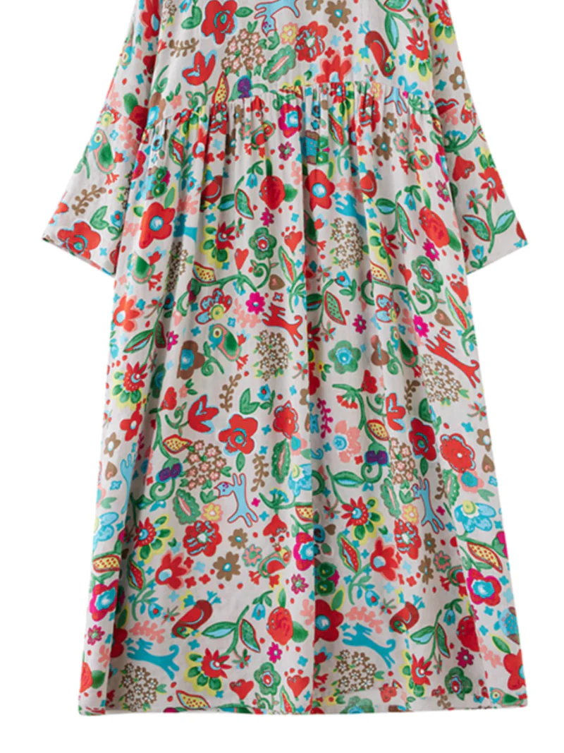 Chic Bohemian Long-sleeved floral Smock Dress - Image 7