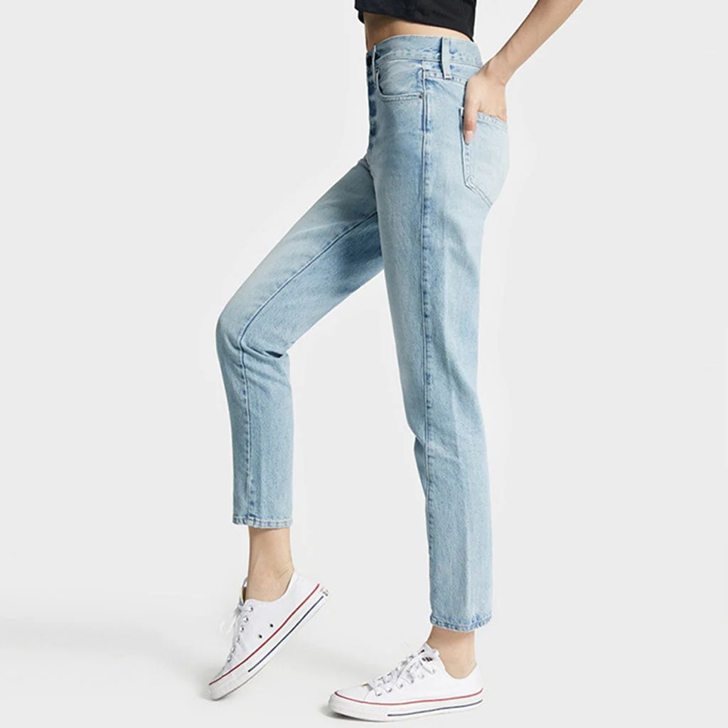 Chic Mid Rise Twisted Seam Button Fly Cropped Skinny Jeans - Blue - Image 3