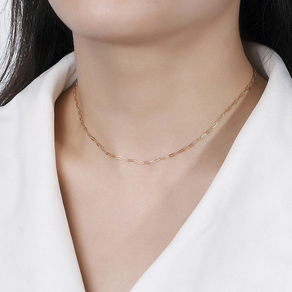 Chic Paper Clip Pure Sterling Silver Polished 4MM Link Chain NeckLace - Image 4