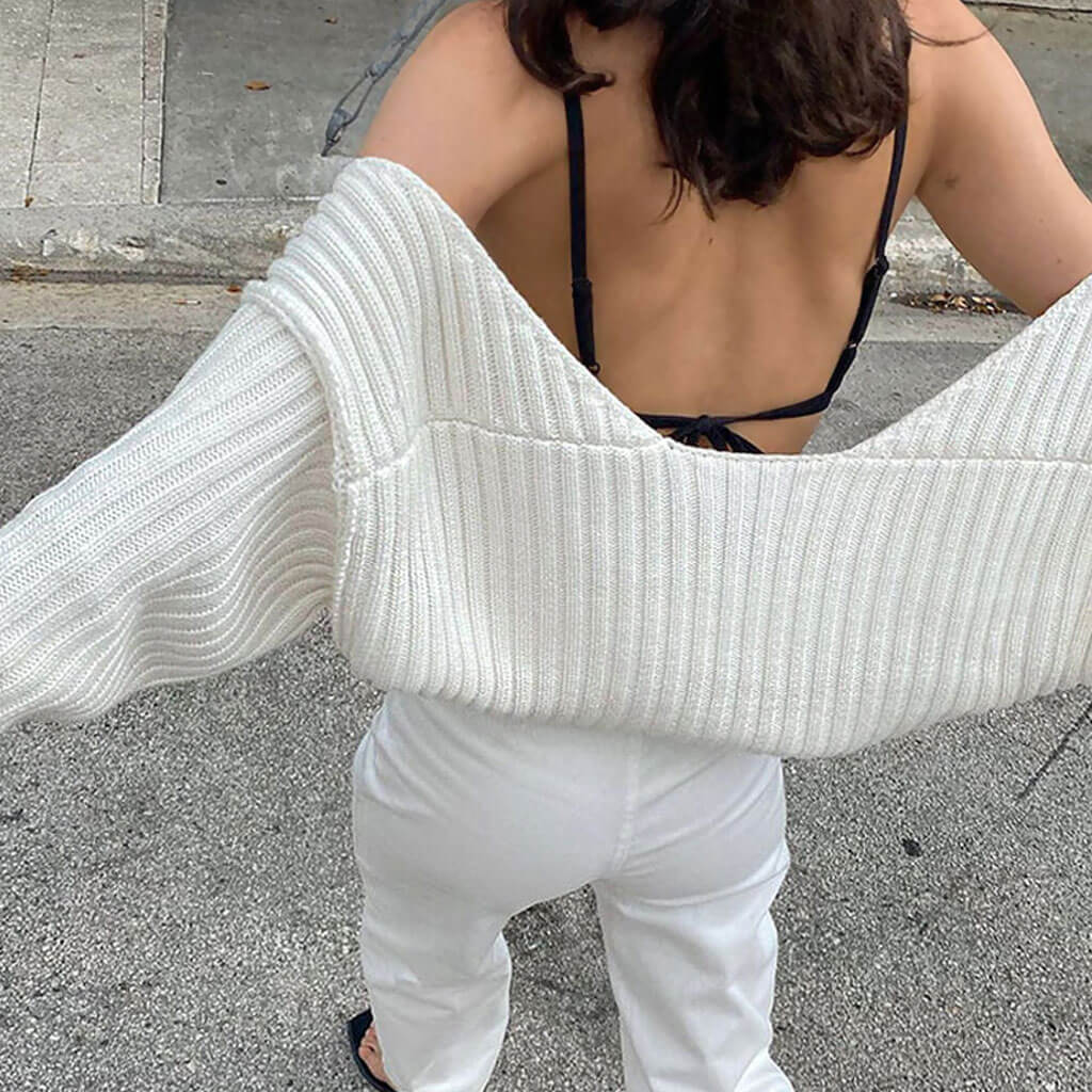 Chic Ribbed Knit Inside Out Long Sleeve Open Front Shrug Cardigan - Beige - Image 6