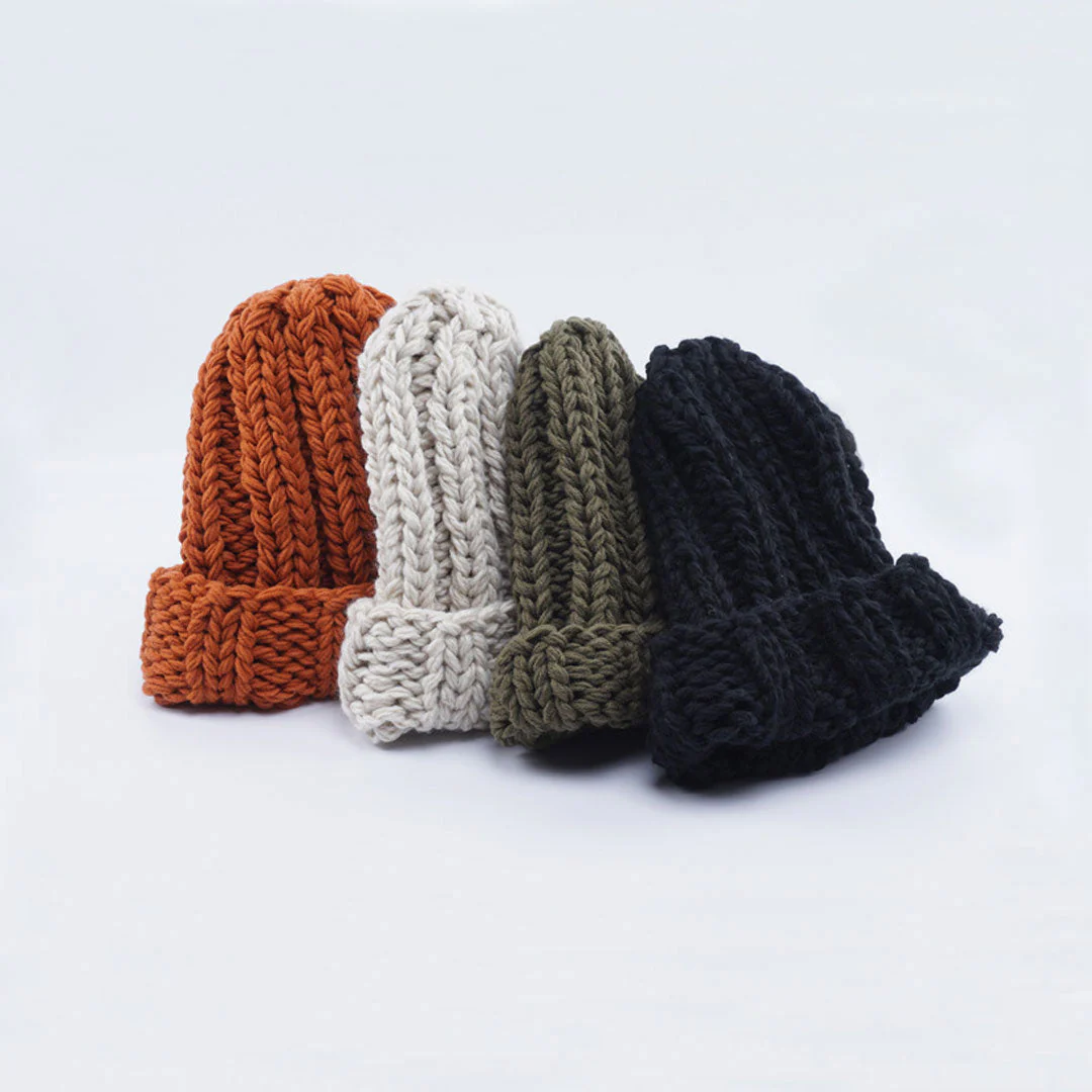 Vintage Chunky Kintted Folded Winter Beanie Hat - Image 5