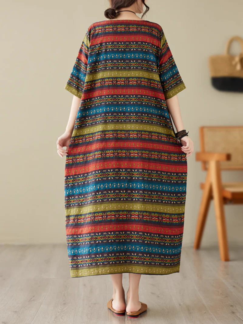 Classic Charmer  Color Striped Printed Midi Dress - Image 3