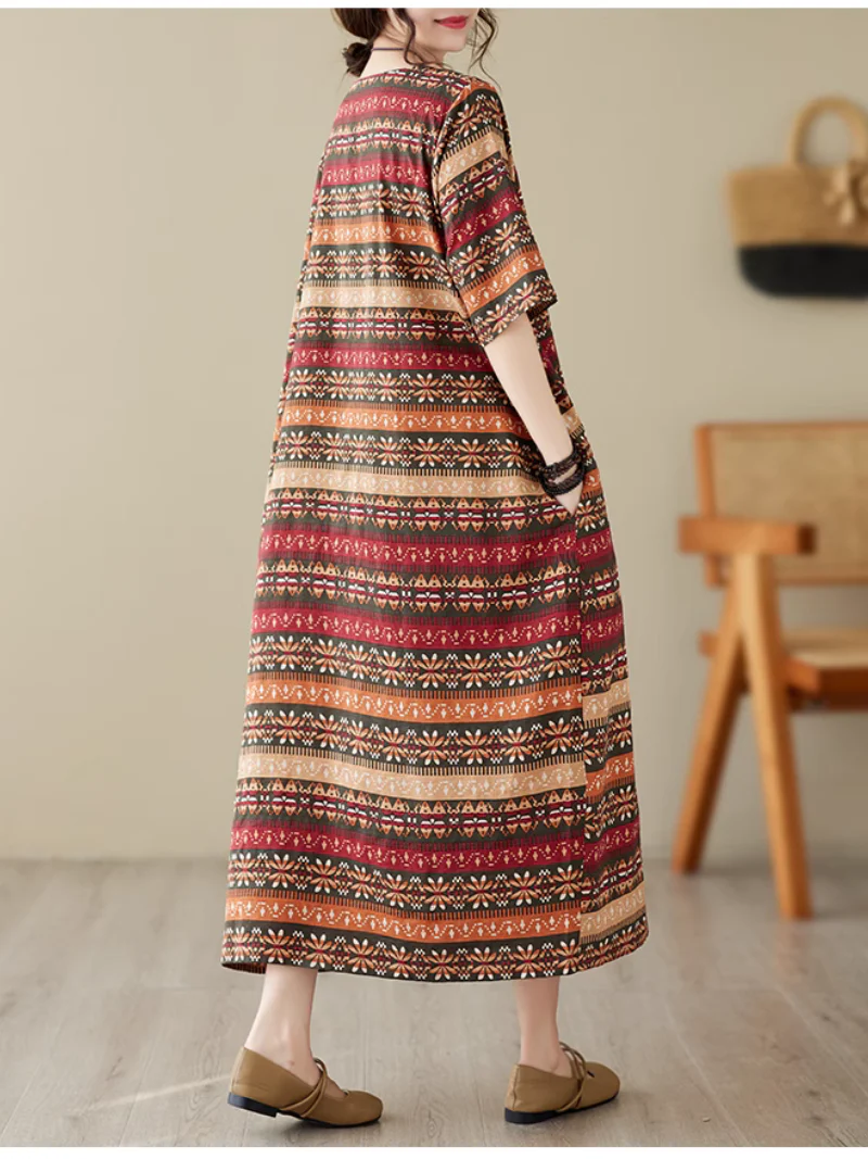 Classic Charmer  Color Striped Printed Midi Dress - Image 6