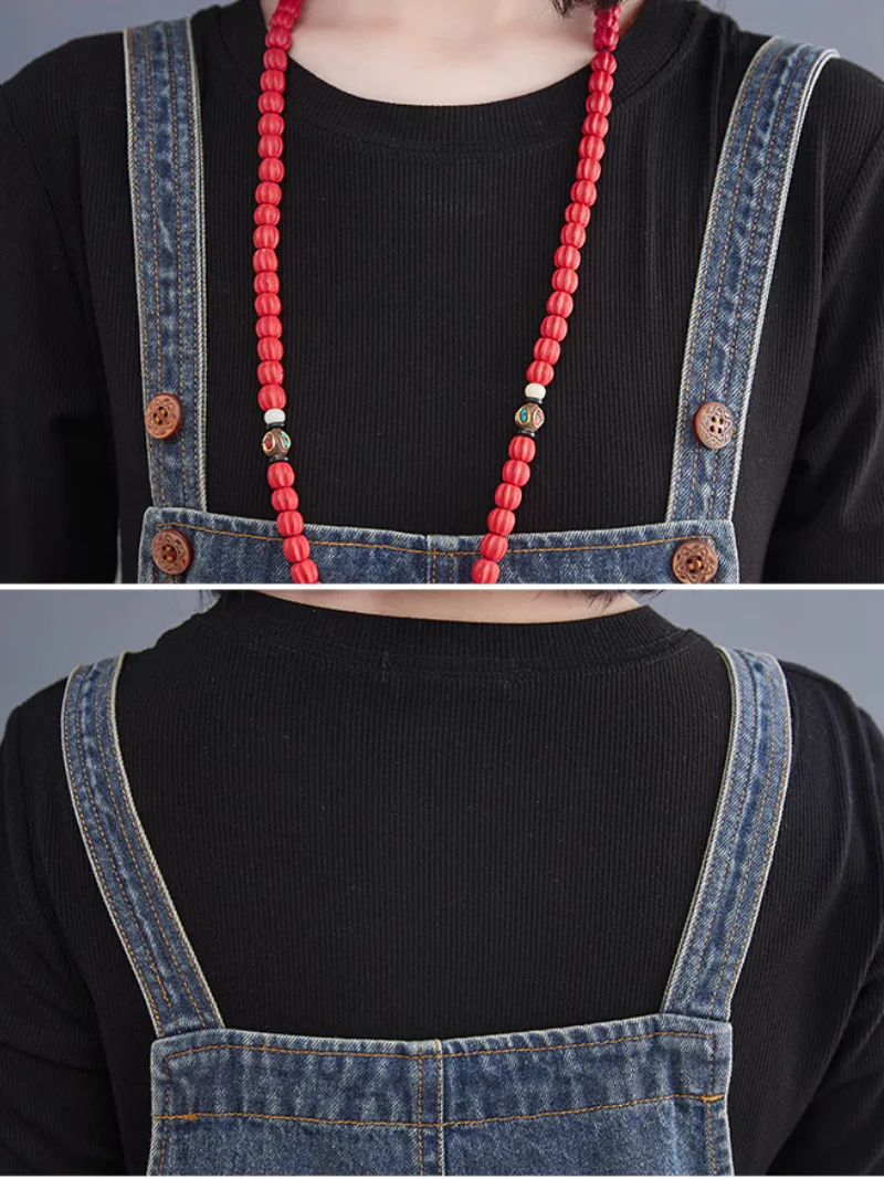 Classic Denim Pockets Printed Dungarees - Image 6