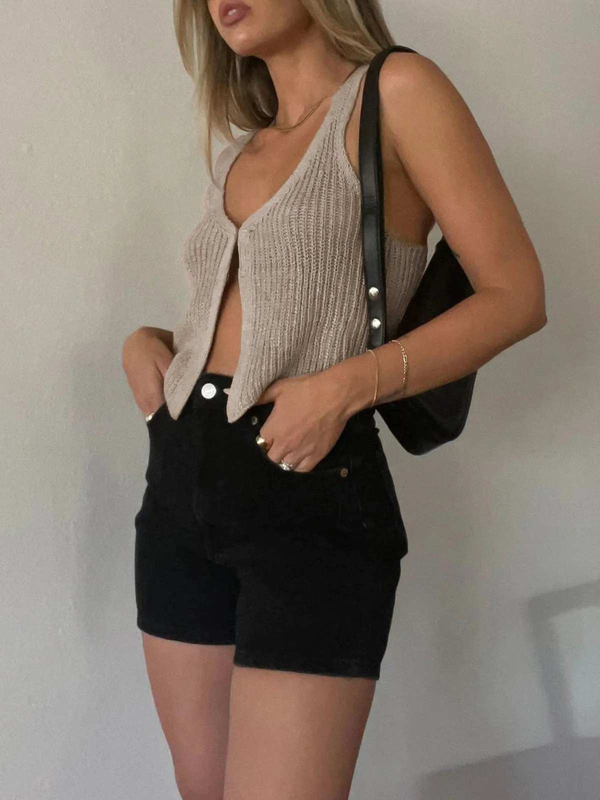 Classic Hook-and-Eye Knit Vest - Image 2