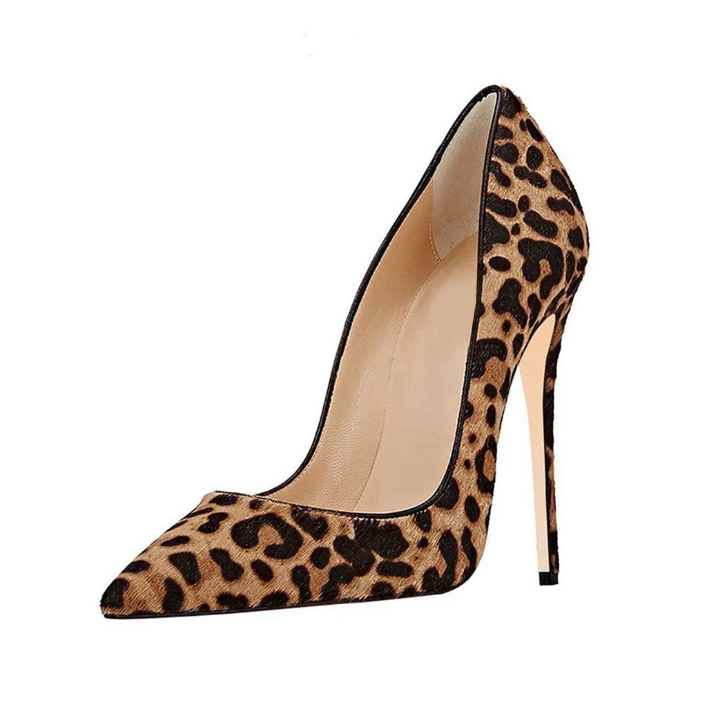Classic Leopard Print Pointed Toe Stiletto Pumps - Light Brown - Image 2