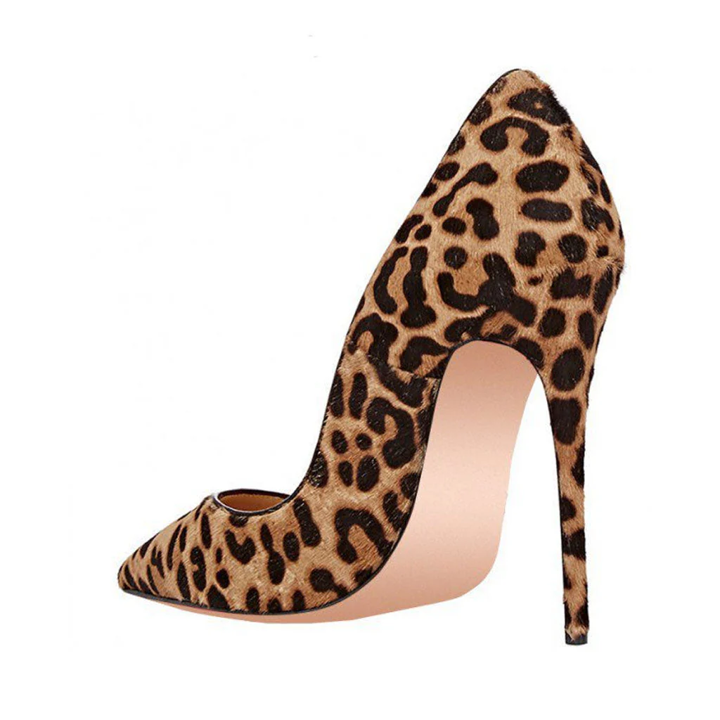 Classic Leopard Print Pointed Toe Stiletto Pumps - Light Brown - Image 3
