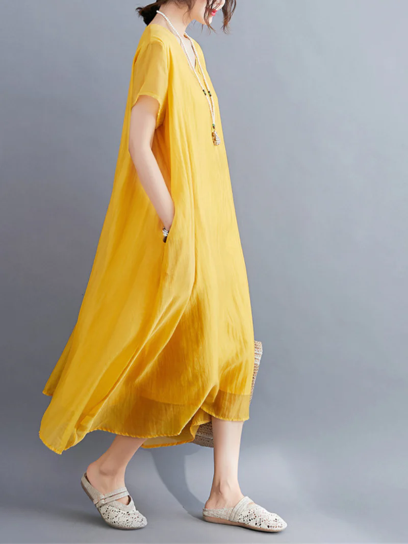 Close To my Heart Cotton V-neck A-line Dress - Image 5