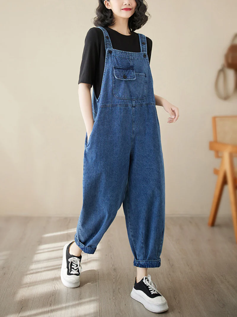 Close Your Eyes Denim High Waist Overall Dungarees - Image 4