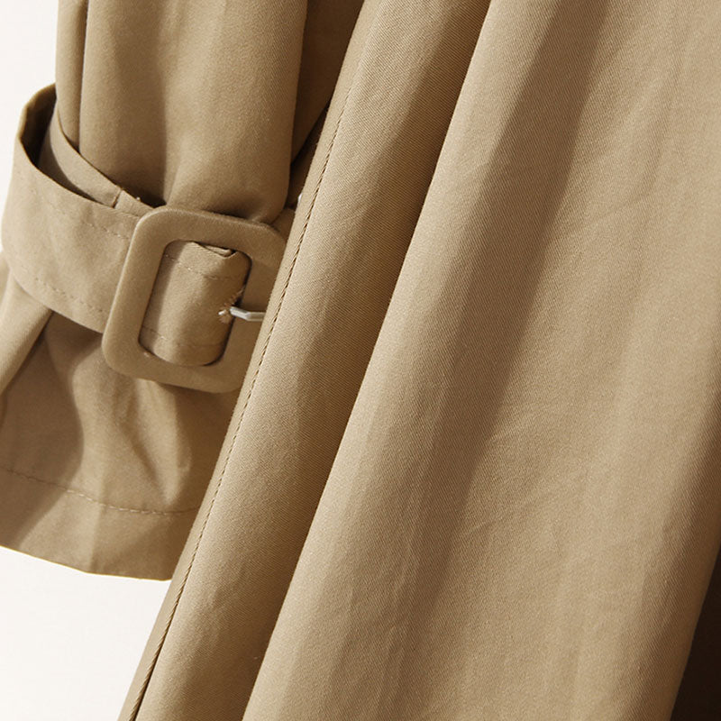 Contrast Deconstructed Hybrid Lapel Collar Double Breasted Belted Trench Coat - Image 4