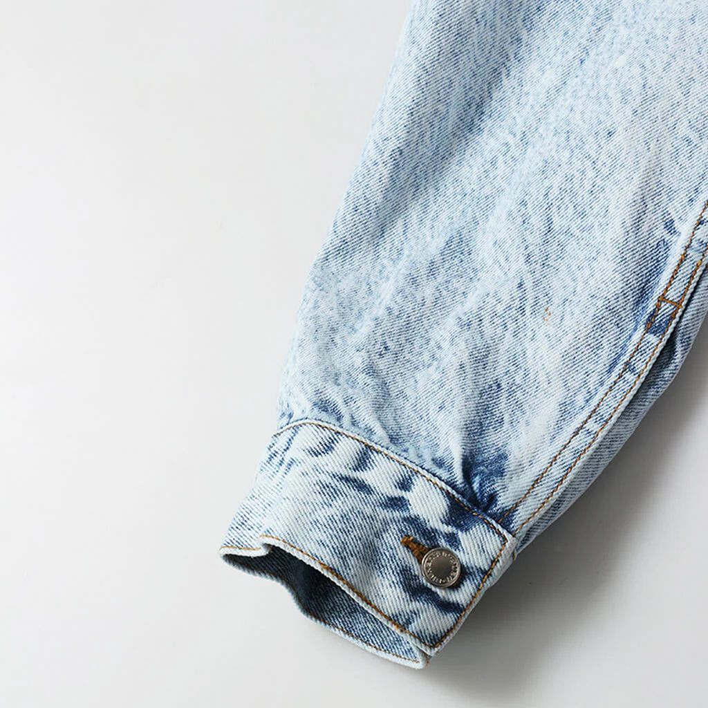 Cool Collared Drop Shoulder Long Sleeve Denim Bolero Jacket - Image 3