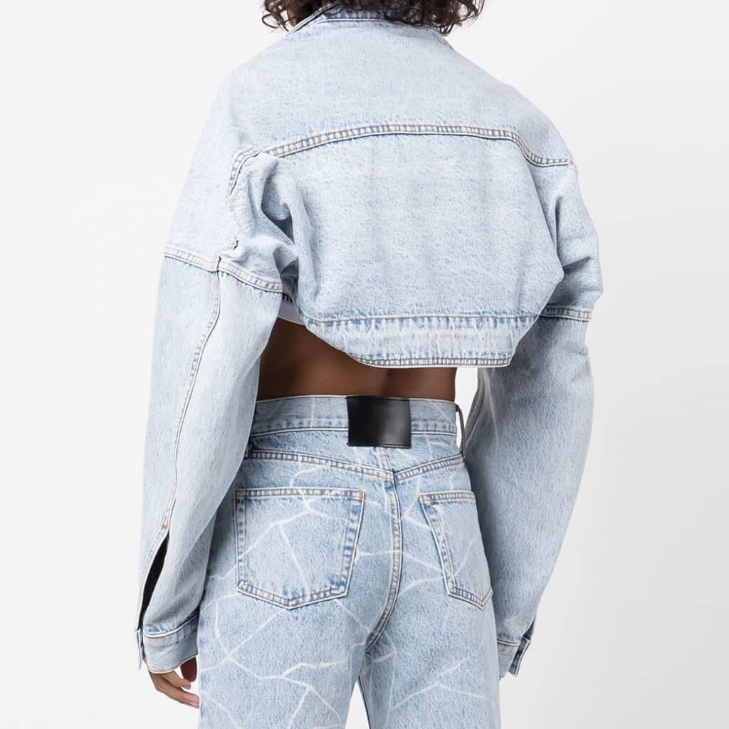 Cool Collared Drop Shoulder Long Sleeve Denim Bolero Jacket - Image 4