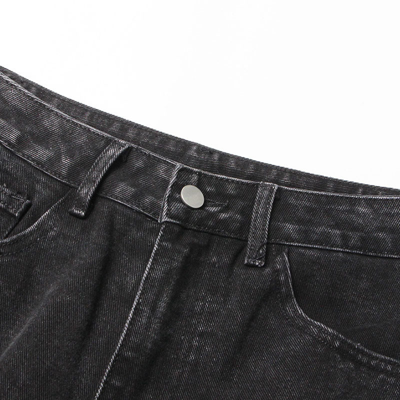 Cool Dark Wash Frayed CutOut High Waist Straight Leg Denim Jeans - Image 3