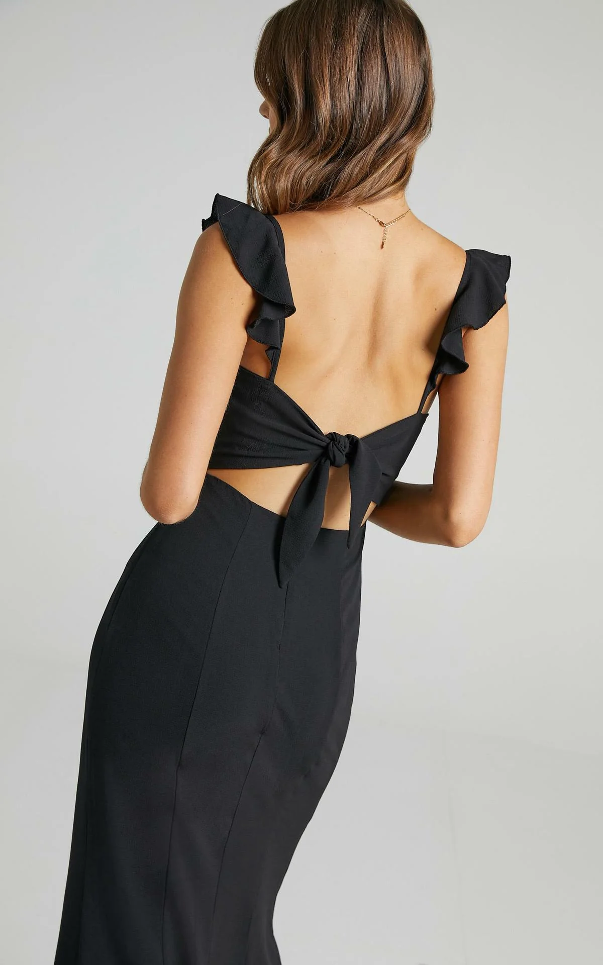 More Than This Ruffle Strap Maxi Dress - Black - Image 4