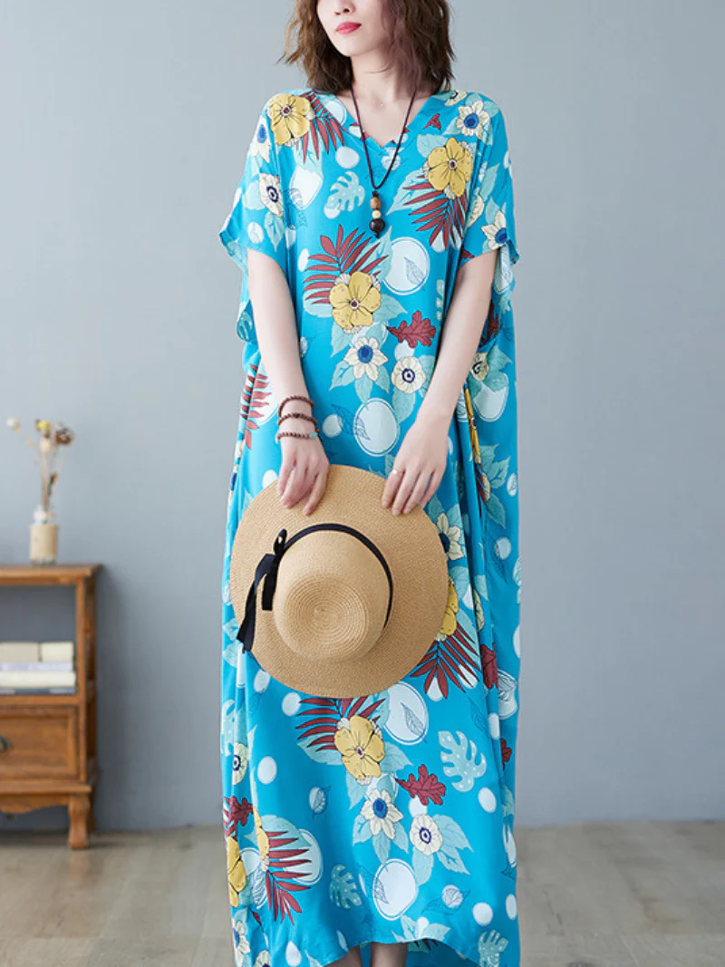 Cotton Kaftan, Long Caftan,Dress For to be Moms, Beach Cover up, Sleepwear - Image 3
