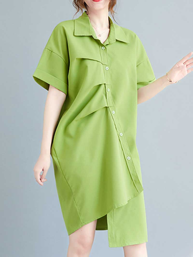 Cotton Short Sleeves Shirt Dress - Image 2