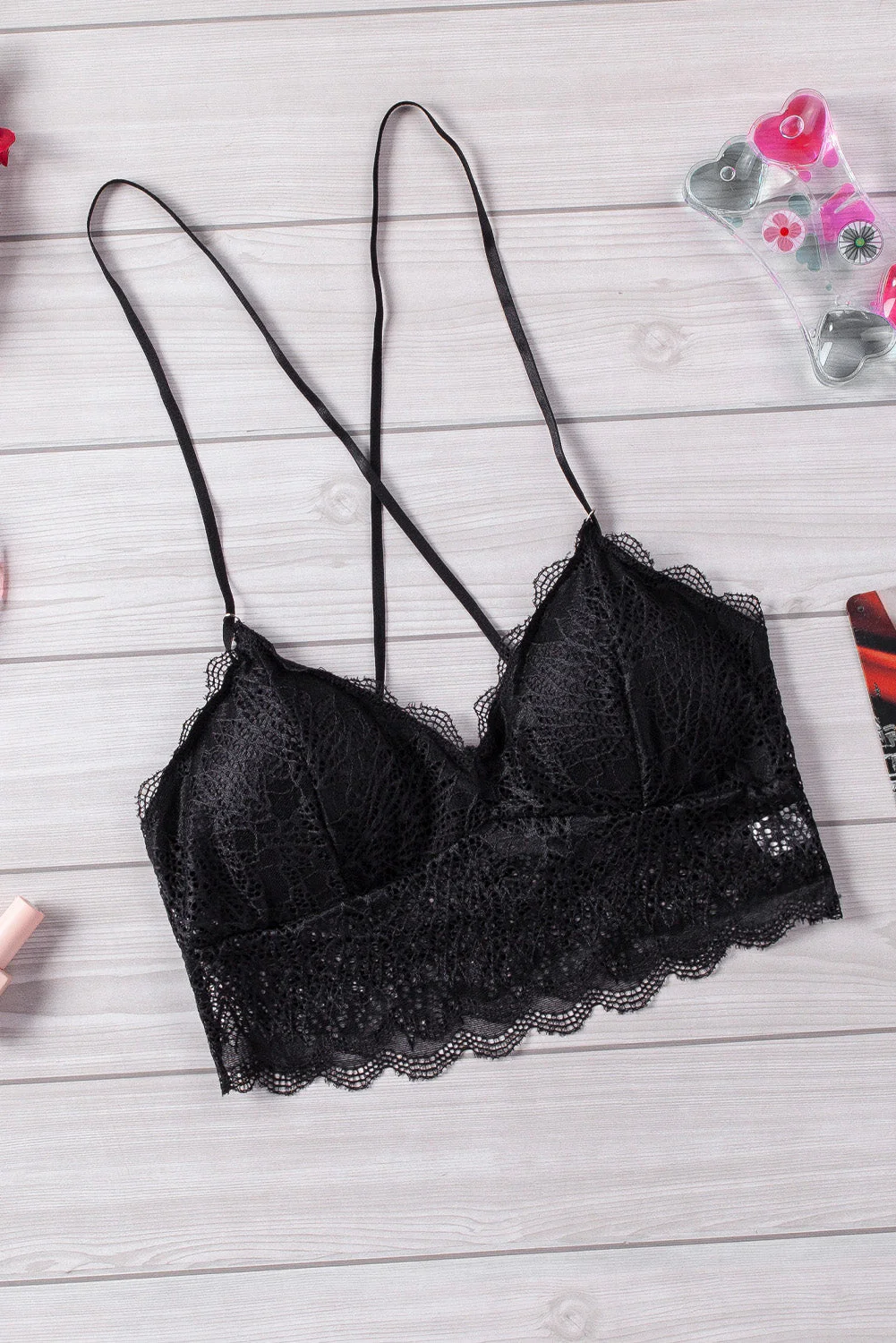 Criss Cross Spaghetti Strap Lace Bralette - Image 20